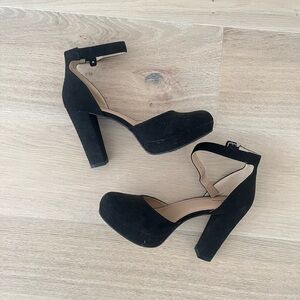 Black Suede Block Heels